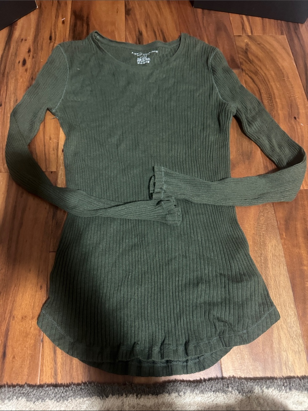 Long-Sleeve Ribbed Tee in Olive Green by majestic filatures in TALL